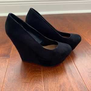 Candies Black Platform Wedges